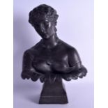 19th c. Victorian bronzed bust of Clytie on a base. 38cm high