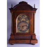 A GOOD LARGE MID 19T CENTURY WALNUT AND COROMANDEL WESTMINSTER CHIMING BRACKET CLOCK inlaid with