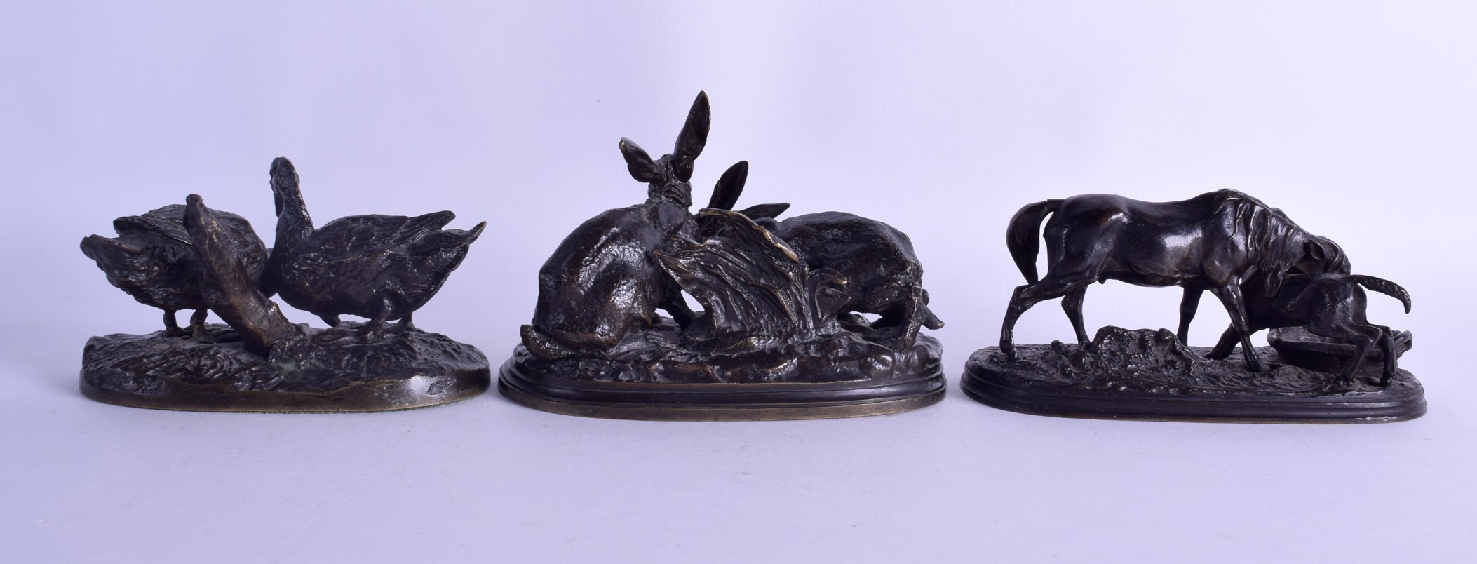 A SET OF THREE 19TH CENTURY BRONZE FIGURAL GROUPS by Pierre Jules Mene (1810-1879), depicting - Image 2 of 6