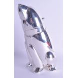 A SILVER PLATED NOVELTY POLAR BEAR COCKTAIL SHAKER. 27 cm high.