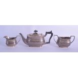 AN ART DECO THREE PIECE SILVER TEASET. Various dates. 18.8 oz. (3)