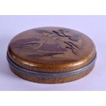 A GOOD 19TH CENTURY JAPANESE MEIJI PERIOD CARVED GOLD LACQUER ROUGE BOX AND COVER decorated with