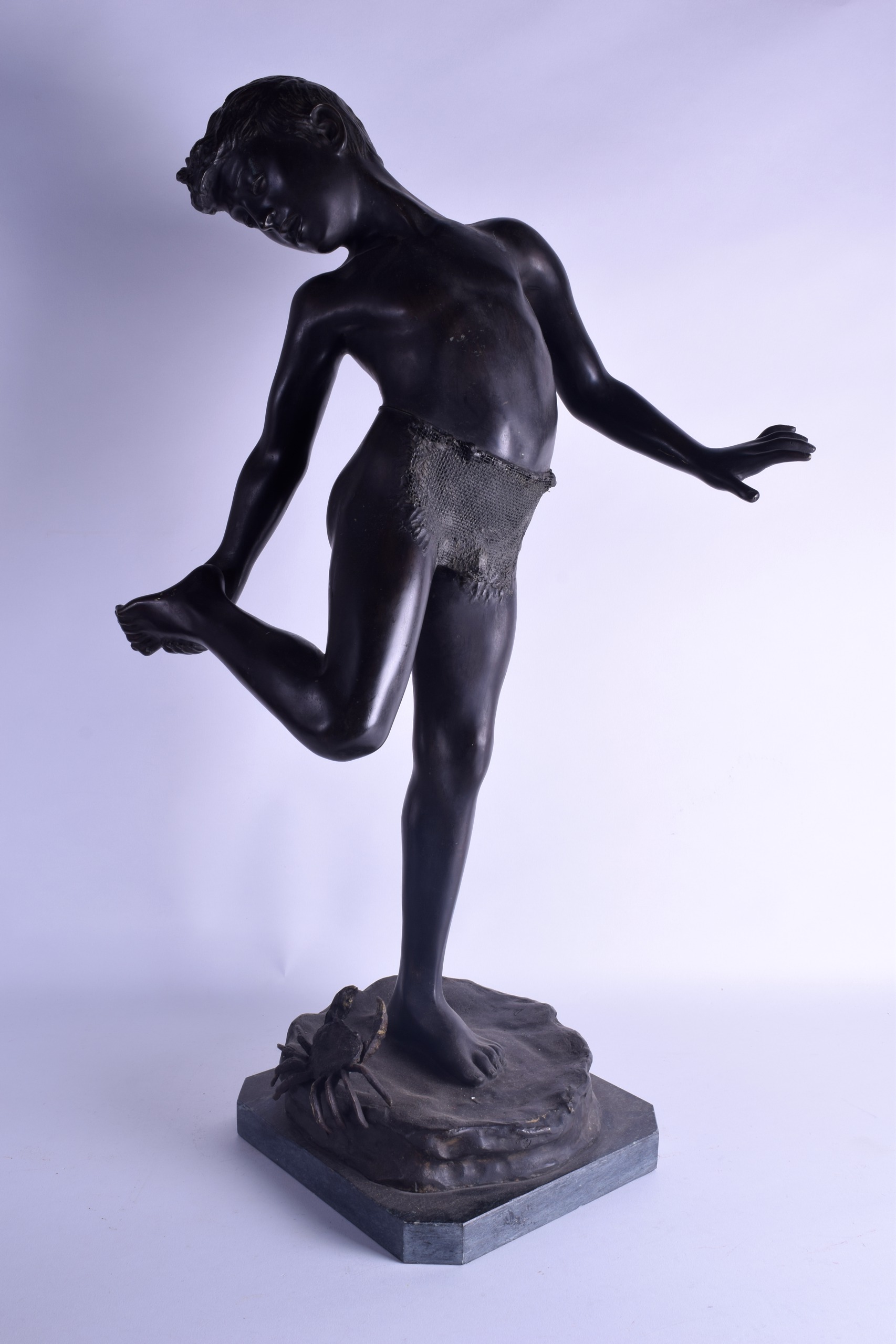 Annibale De Lotto (1877-1932) An early 20th century Italian bronze figure of a young fisher boy, 'Il