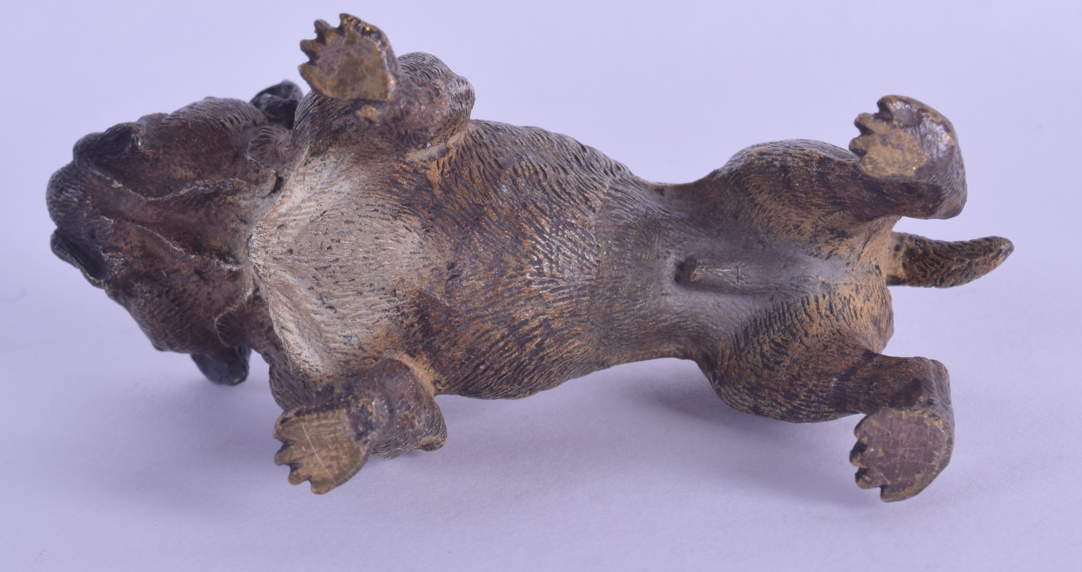 A LATE 19TH CENTURY AUSTRIAN COLD PAINTED BRONZE FIGURE OF A BULL DOG modelled upon all fours. 10 cm - Image 3 of 3