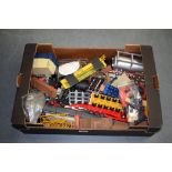 A BOX OF ASSORTED CORGI AND OTHER TOYS. (qty)