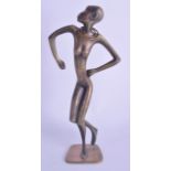 A LOVELY AUSTRIAN HAGENAUR FIGURE OF A STYLISED FEMALE modelled upon a square base. 27 cm high.