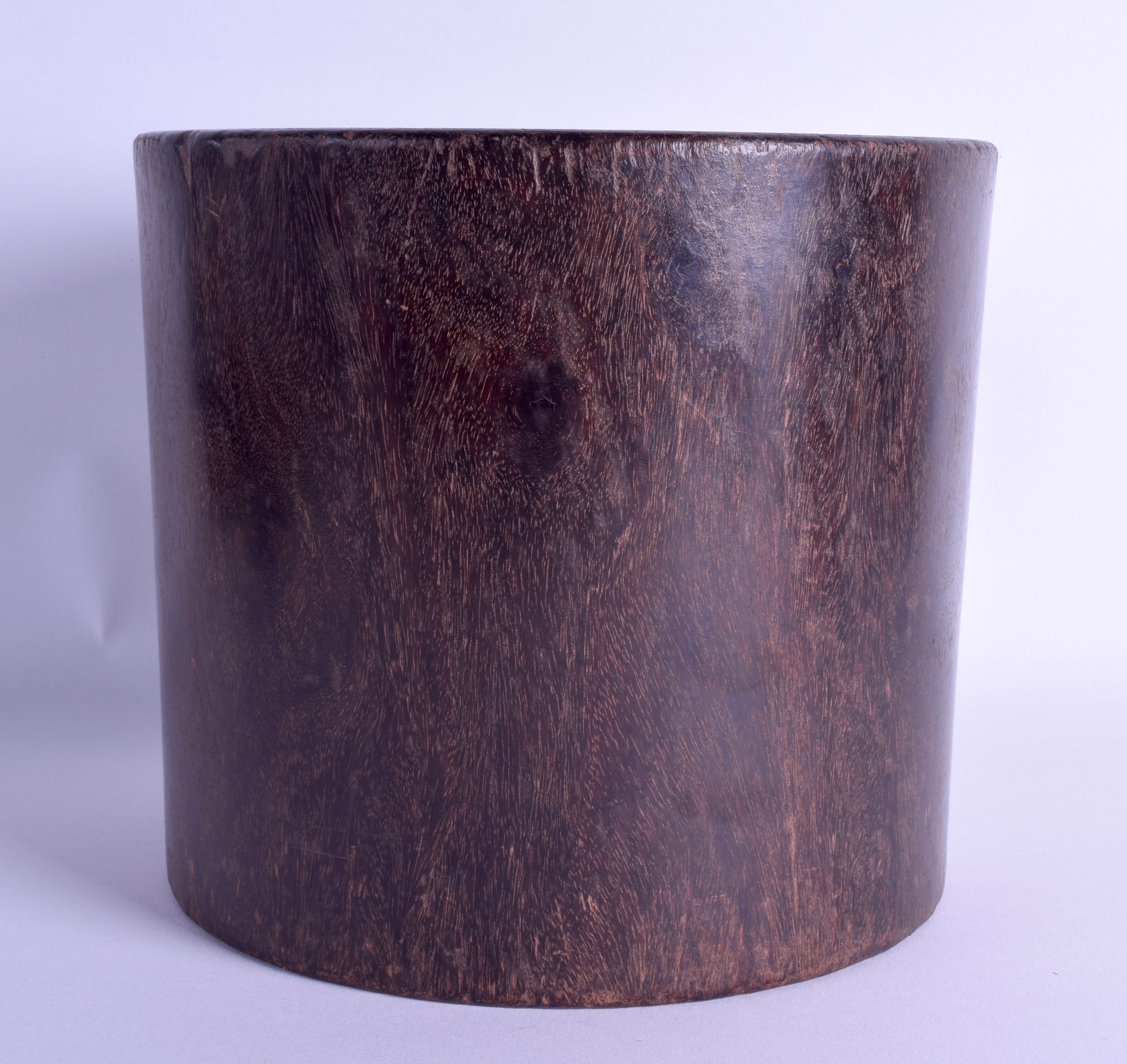 A GOOD CHINESE CARVED HARDWOOD BRUSH POT Bitong, possibly Zitan, of naturalistic form. 1379 grams. - Image 2 of 8