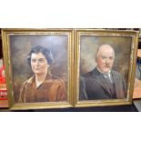 HERMANN HORST HARRIS (British/German), framed pair oil on canvas, signed, portrait of Herr