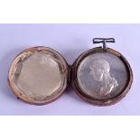 AN ANTIQUE LEATHER CASED SILVER MEDALLION Rt Honble William Pitt Manchester Pitt Club 1813. 5 cm