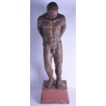 A LOVELY LARGE EARLY 20TH CENTURY EUROPEAN TEXTURED ABSTRACT BRONZE FIGURE OF A MALE modelled