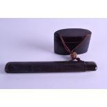 A 19TH CENTURY JAPANESE MEIJI PERIOD OPIUM PIPE AND TOBACCO BOX of plain form. Tobacco box 8.25 cm x