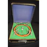 A VINTAGE JEU DE COURSE HORSE RACING GAME, painted die cast horses on a spring loaded device.