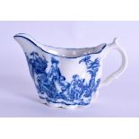 18th c. Caughley low Chelsea ewer printed with the Mother and Child pattern in underglaze blue, “Sx”