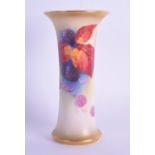 Royal Worcester waisted trumpet shaped vase painted with autumnal leaves and berries by Kitty Blake,