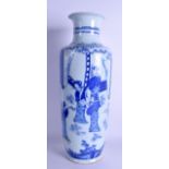 A CHINESE BLUE AND WHITE PORCELAIN VASE 20th Century, Kangxi style, painted with figures within