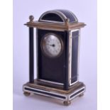 A LOVELY EARLY 20TH CENTURY EUROPEAN SILVER GILT AND IMITATION AGATE MINIATURE CARRIAGE CLOCK with