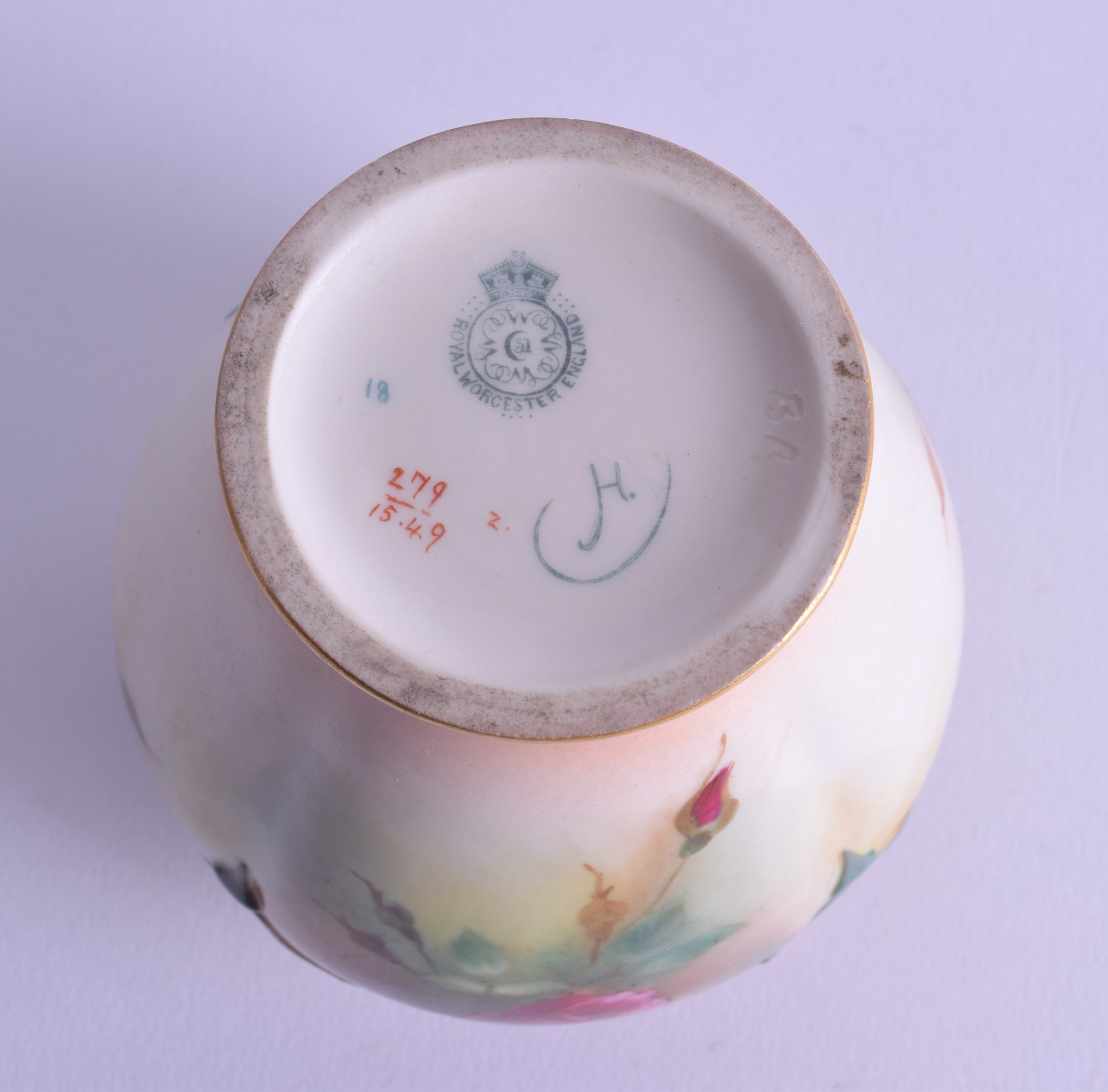 Royal Worcester pot pourri and cover moulded with coloured clays in Hadley style painted with - Image 3 of 3