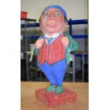 AN UNUSUAL VINTAGE PAINTED POTTERY PLASTER ADVERTISING FIGURE entitled cigarettes copain. 73 cm