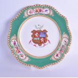 Early 19th c. Chamberlains Worcester armorial plate painted with the Arms of Attwood, with a swan