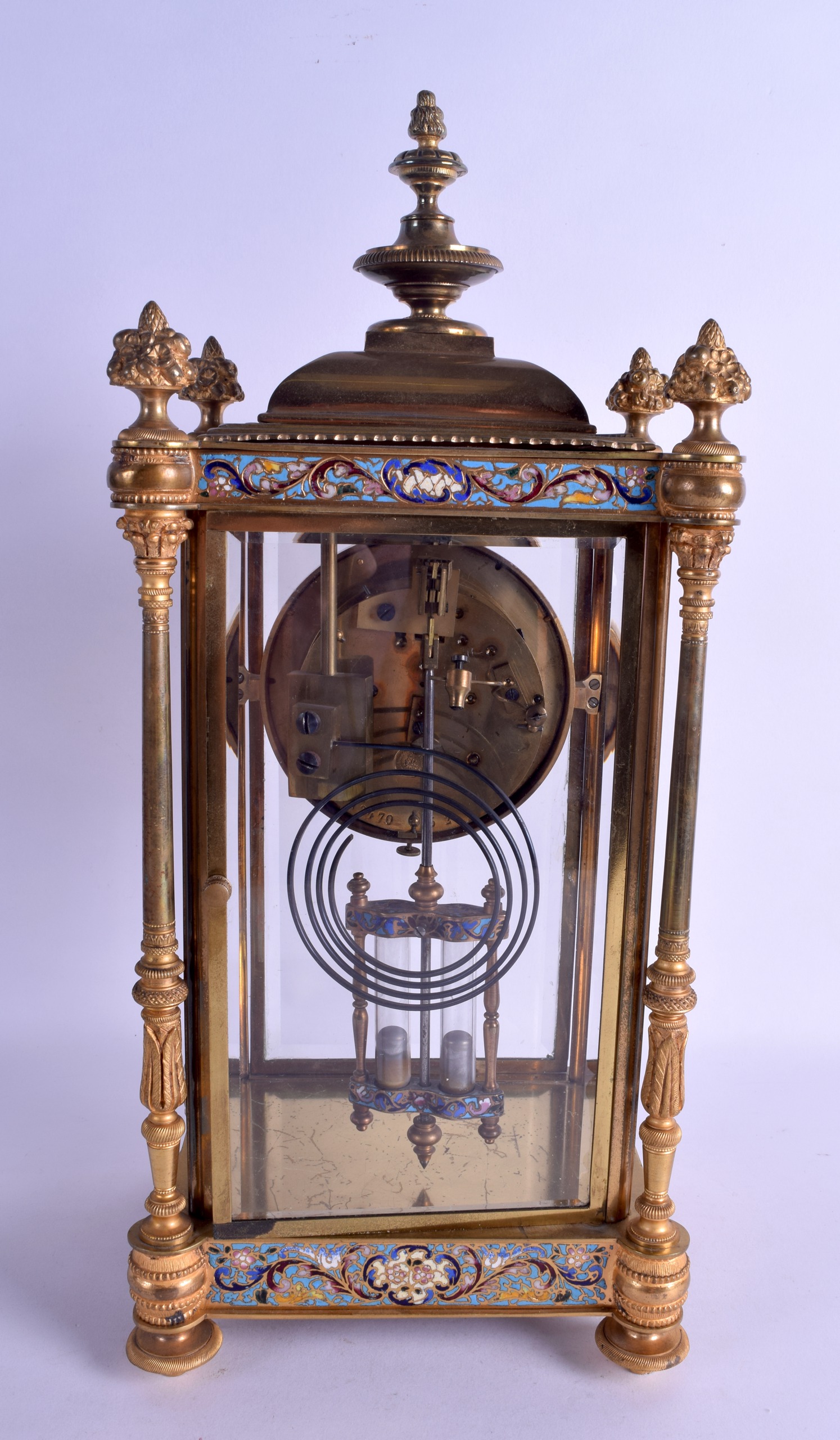 A LATE 19TH CENTURY FRENCH ORMOLU AND CHAMPLEVE ENAMEL MANTEL CLOCK signed A Gautier, decorated with - Image 2 of 2
