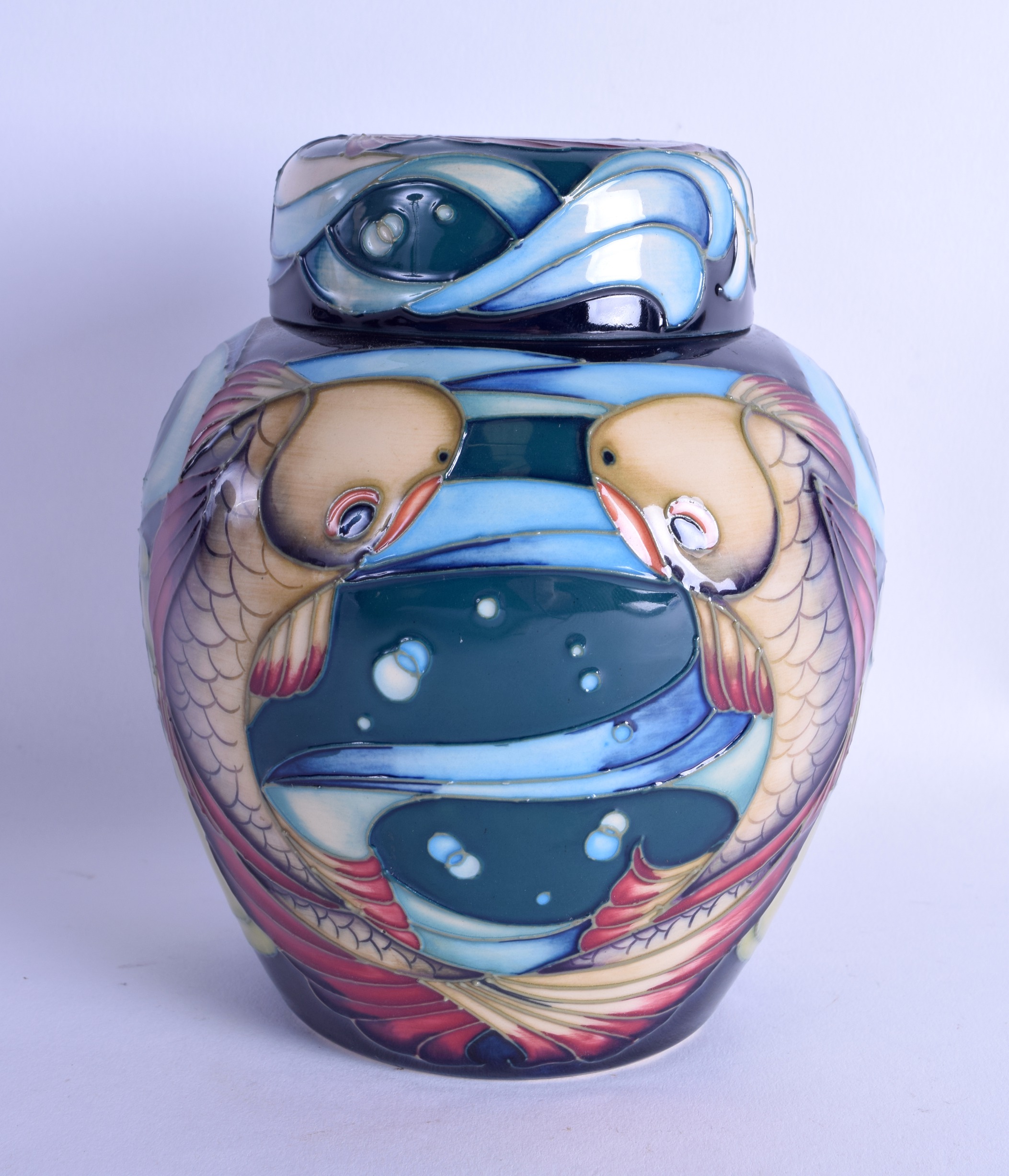 A MOORCROFT 'LAGOON' GINGER JAR designed by Philip Gibson. No 17 of 50. 15 cm high.