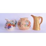 Royal Worcester Hadley small size ewer painted with autumnal leaves and berries date code for 1907