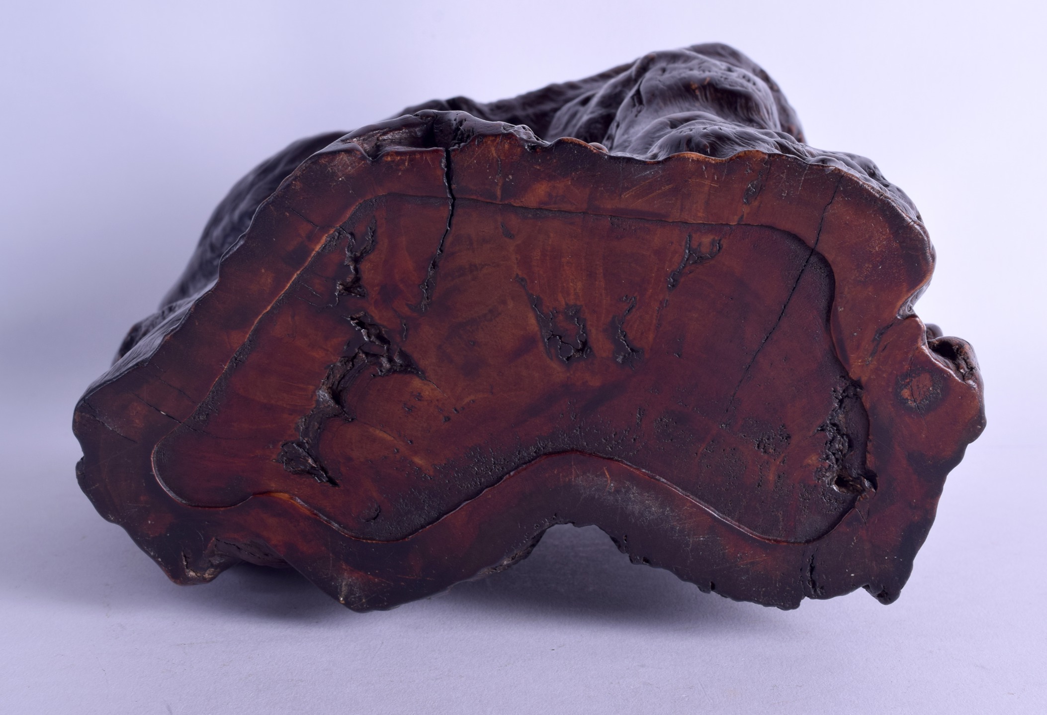 A FINE 18TH CENTURY CHINESE ROOT FORM HARDWOOD BRUSH POT Qianlong, possibly Nanmu or Huanghuali, - Image 3 of 4