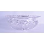 A FINE QUALITY HEAVY CUT CRYSTAL BOWL decorated with various motifs and scrolling foliage. 30 cm