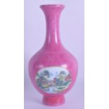 A CHINESE FAMILLE ROSE PORCELAIN VASE bearing Qianlong marks to base, probably Republican period,