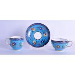Late 19th c. Minton cloisonné style coffee cup, teacup and saucer inspired by Sir Christopher