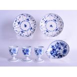 19th c. Meissen set of three egg cups in underglaze blue with the Onion pattern, a matching