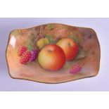 Royal Worcester pin tray painted with fruit by Albert Shuck, signed, date code for 1939. 10cm wide