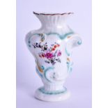18th c. Derby asymmetric vase painted with flowers in the style of the Cotton Stem painter. 9cm