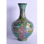 A CHINESE FAMILLE VERTE TYPE VASE 20th Century, bearing Wanli marks to base, painted with figures.