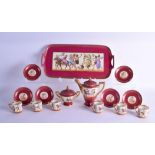 AN EARLY 20TH CENTURY VIENNA PORCELAIN TEA SET ON TRAY painted with classical figures upon a