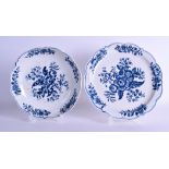 18th c. Worcester cress drainer printed with the Pine Cone pattern in under glaze blue, crescent