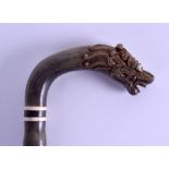 A GOOD 19TH CENTURY SOUTH EAST ASIAN CARVED HORN WALKING CANE in the form of a stylised dragon. 92