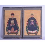 A PAIR OF EARLY 20TH CENTURY CHINESE PAINTED INK WATERCOLOURS depicting an emperor and empress