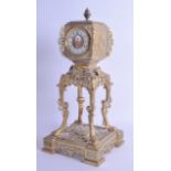 A STYLISH LATE 19TH CENTURY FRENCH AESTHETIC MOVEMENT BRASS MANTEL CLOCK in the manner of