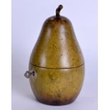 A PAINTED PEAR WOOD TEA CADDY. 18.5 cm high.