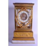 A GOOD LARGE 19TH CENTURY FRENCH FOUR GLASS ORMOLU AND BRASS REGULATOR MANTEL CLOCK with circular