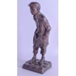 A LATE 19TH CENTURY EUROPEAN BRONZE FIGURE OF A STANDING CHILD signed H Chargeborux, upon a square