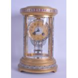 A VERY RARE LATE 19TH CENTURY FRENCH CHAMPLEVE ENAMEL CYLINDRICAL BRASS MANTEL CLOCK the dial signed