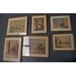 SANCHEZ (20th Century), group of six watercolours, various street scenes, probably North African. (