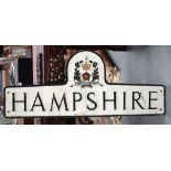 A LARGE IRON HAMPSHIRE STREET SIGN. 48 cm x 115 cm wide.