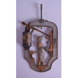 A RARE 19TH CENTURY FRENCH AUTOMATON PENDULUM modelled as a female pulling oil into a fire. 8.5 cm x