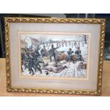 A LOVELY FRAMED WATERCOLOUR depicting the 95th Rifles covering the retreat of Corunna C1809. 35 cm x