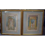 MANNER OF ALEKSANDER BORISOVICH SEREBRIAKOV (1907-1995), Framed pair watercolours, study of a window