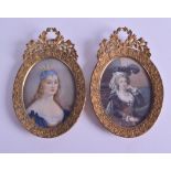 A PAIR OF LATE 19TH CENTURY FRENCH PAINTED IVORY PORTRAIT MINIATURES depicting females within