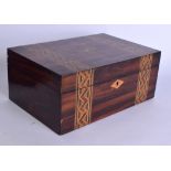 A VICTORIAN ROSEWOOD TUNBRIDGEWARE INLAID JEWELLERY BOX. 30 cm wide.